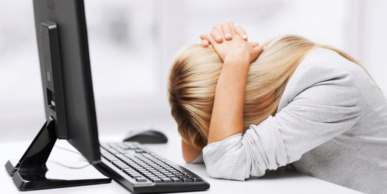 stressed woman with computer